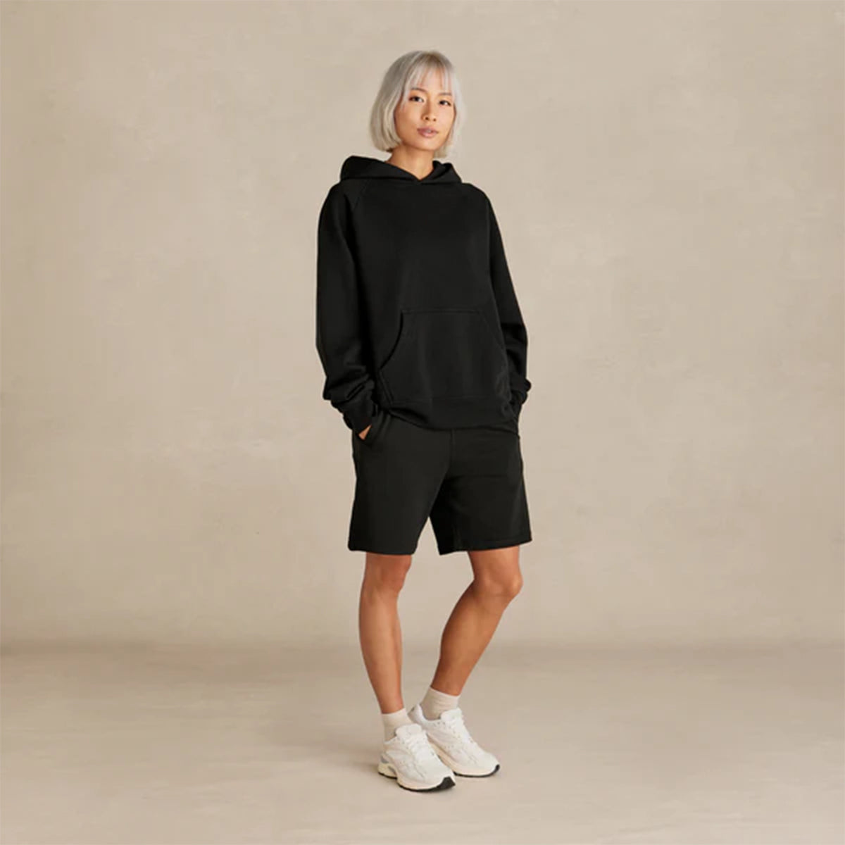 Women wearing a Black hoodie