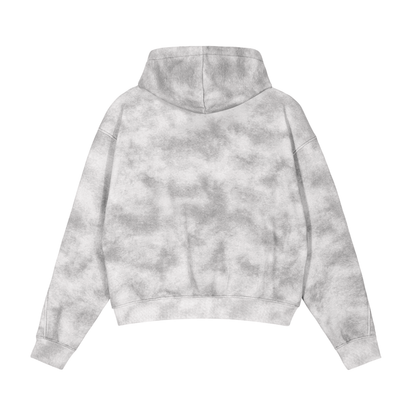 Dirty Washed Boxy Zip-up Fleece Hoodie