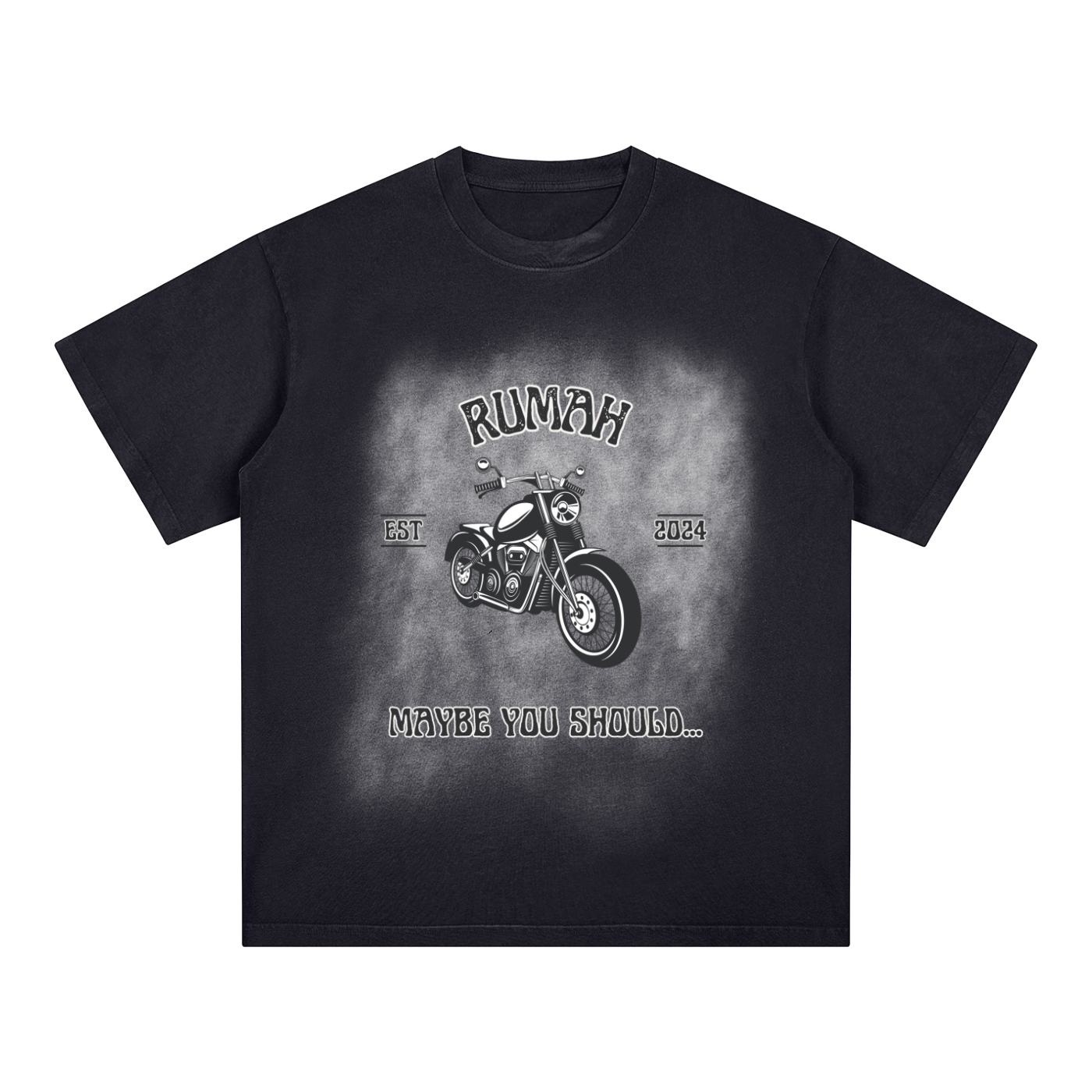 Square Patch Monkey Washed Drop Shoulder T-Shirt - 250 GSM