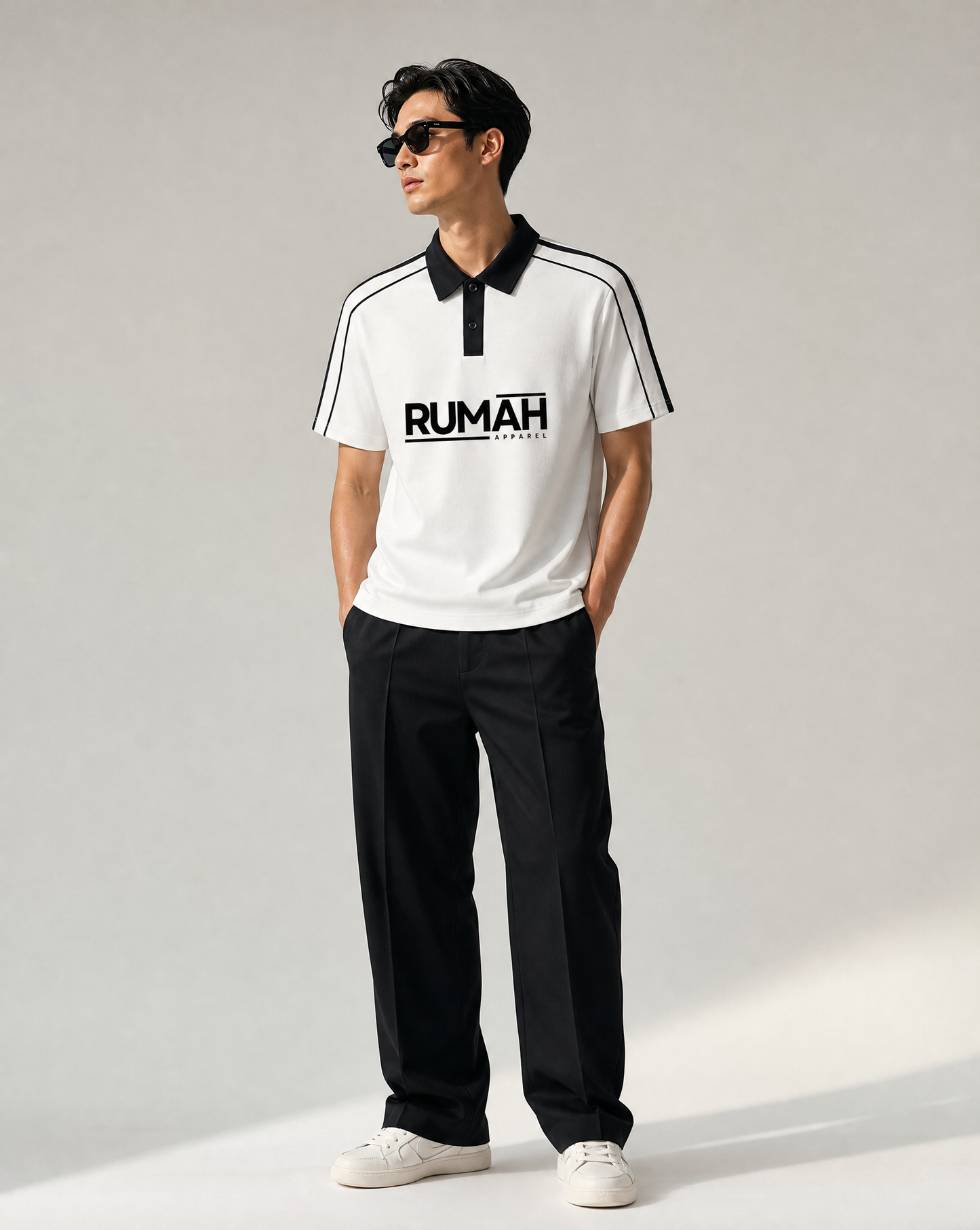 Contrast Collar Short-Sleeve Polo Shirt