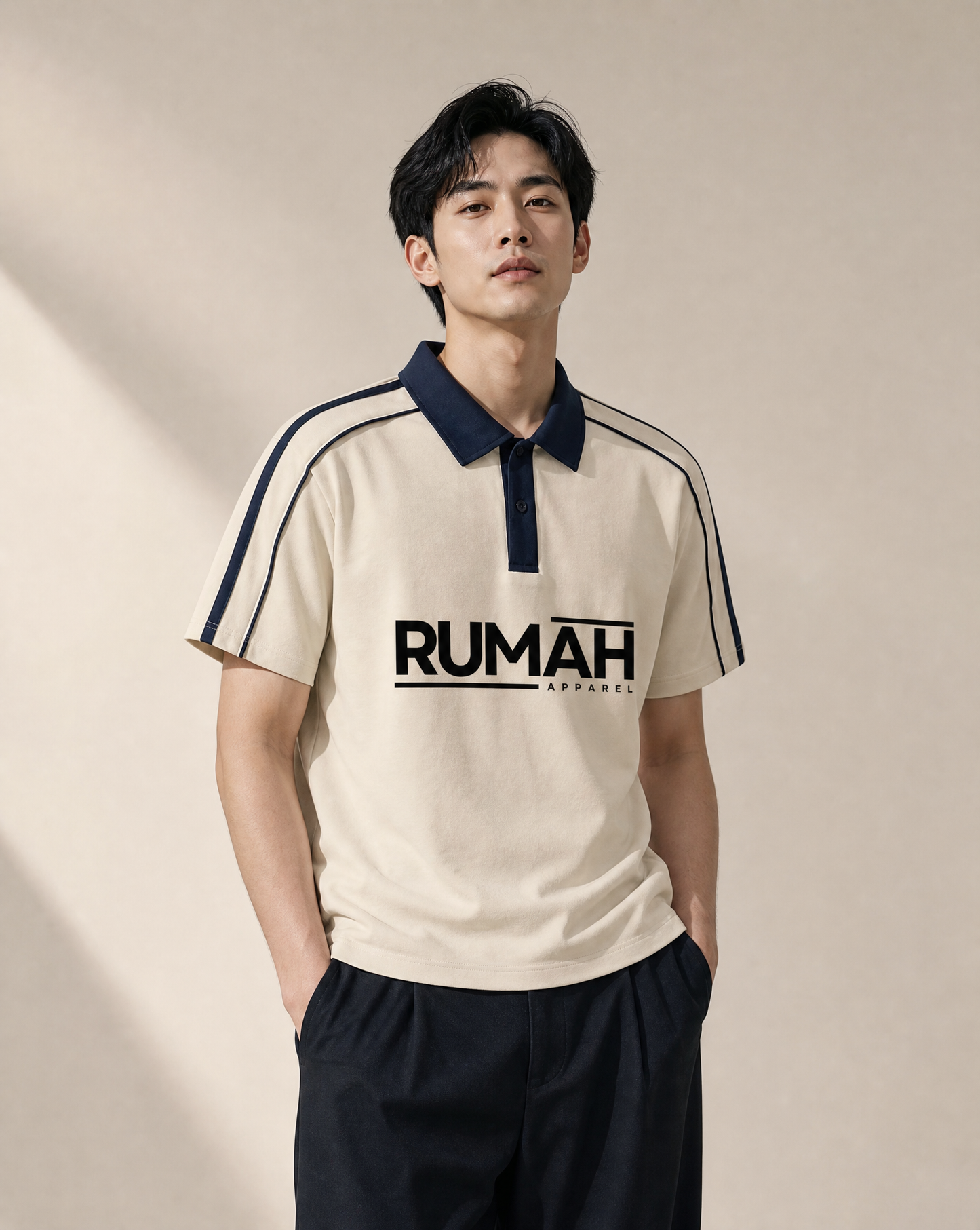 Contrast Collar Short-Sleeve Polo Shirt