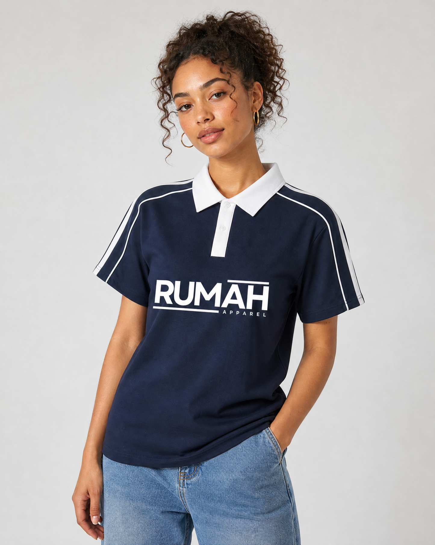 Contrast Collar Short-Sleeve Polo Shirt