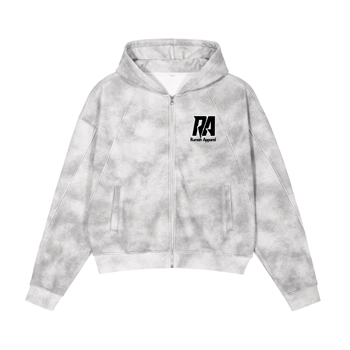 Dirty Washed Boxy Zip-up Fleece Hoodie